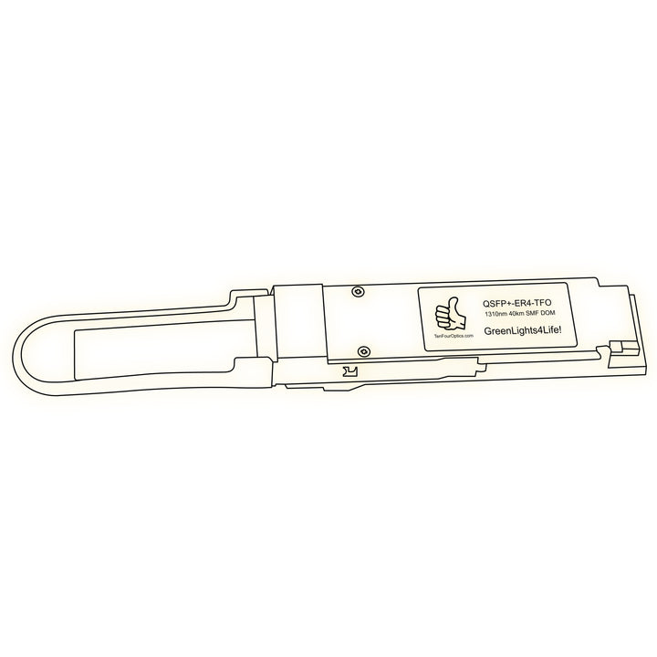 40G QSFP+ ER4 optical transceiver line drawing — TenFourOptics