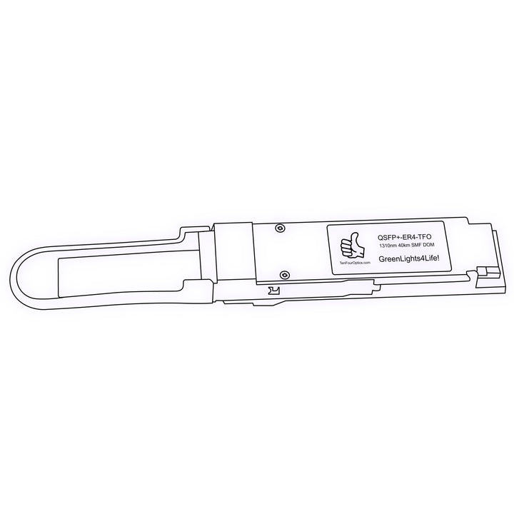 40G QSFP+ ER4 optical transceiver line drawing — TenFourOptics