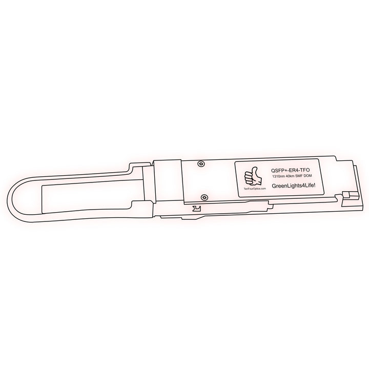 40G QSFP+ ER4 optical transceiver line drawing — TenFourOptics