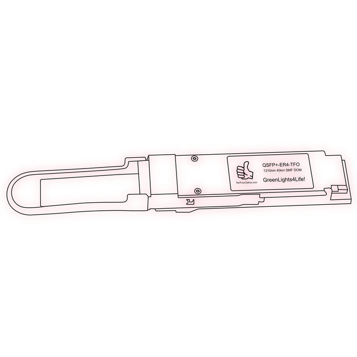 40G QSFP+ ER4 optical transceiver line drawing — TenFourOptics