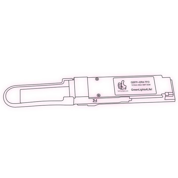 40G QSFP+ ER4 optical transceiver line drawing — TenFourOptics