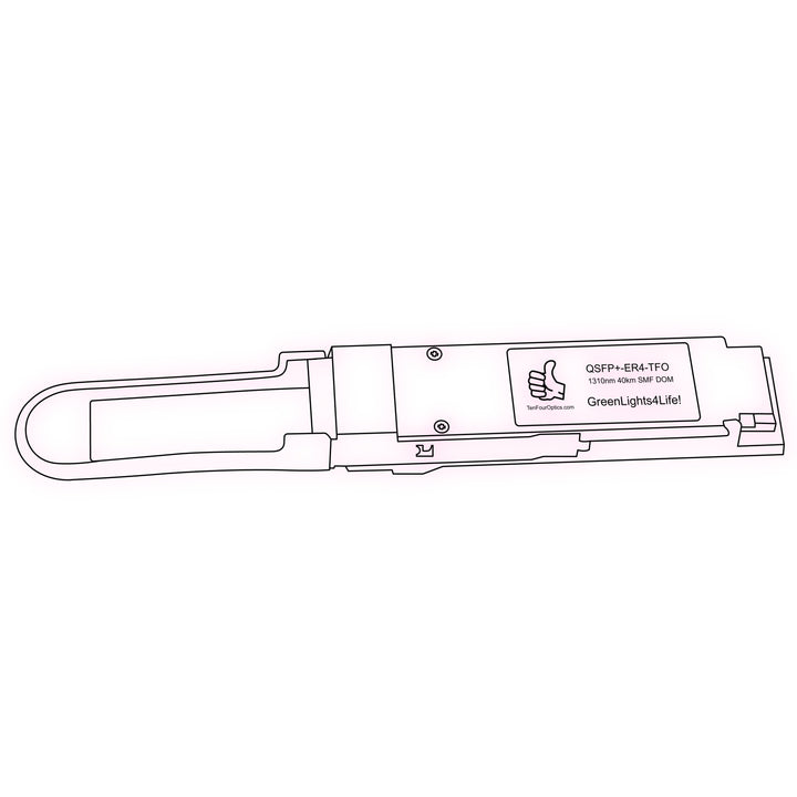 40G QSFP+ ER4 optical transceiver line drawing — TenFourOptics