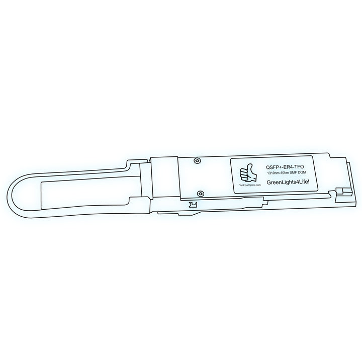 40G QSFP+ ER4 optical transceiver line drawing — TenFourOptics
