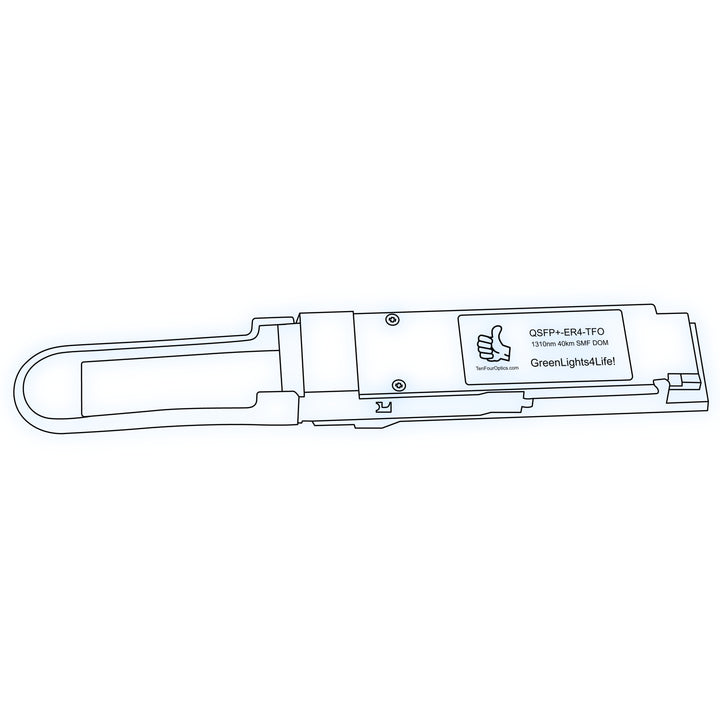 40G QSFP+ ER4 optical transceiver line drawing — TenFourOptics