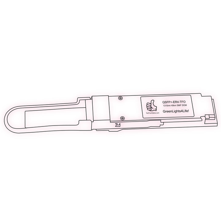 40G QSFP+ ER4 optical transceiver line drawing — TenFourOptics