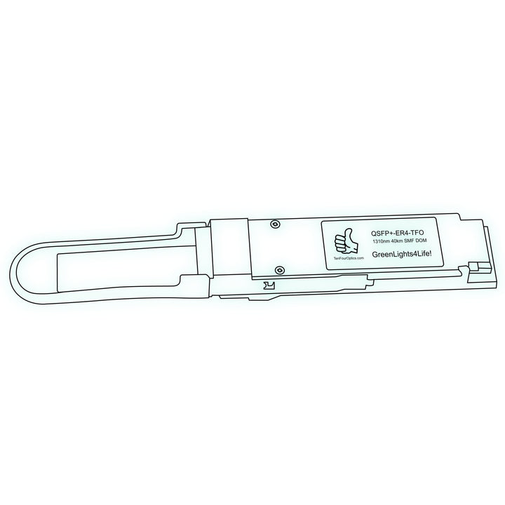 40G QSFP+ ER4 optical transceiver line drawing — TenFourOptics