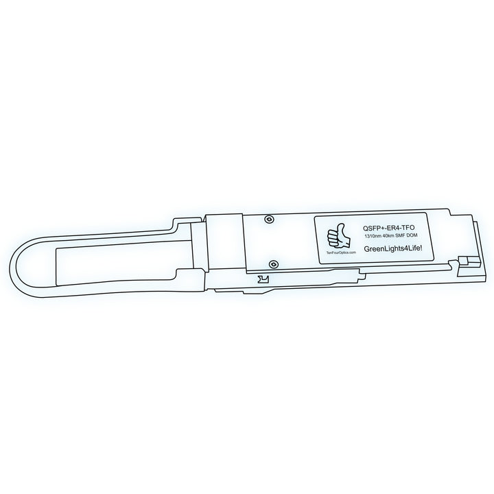 40G QSFP+ ER4 optical transceiver line drawing — TenFourOptics