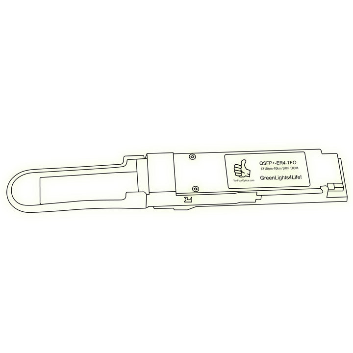 40G QSFP+ ER4 optical transceiver line drawing — TenFourOptics