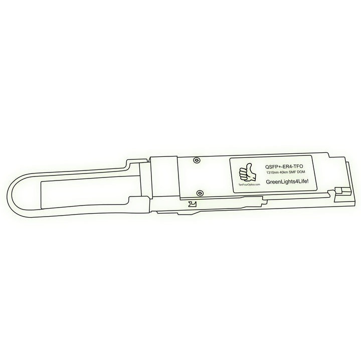 40G QSFP+ ER4 optical transceiver line drawing — TenFourOptics