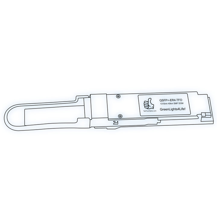 40G QSFP+ ER4 optical transceiver line drawing — TenFourOptics