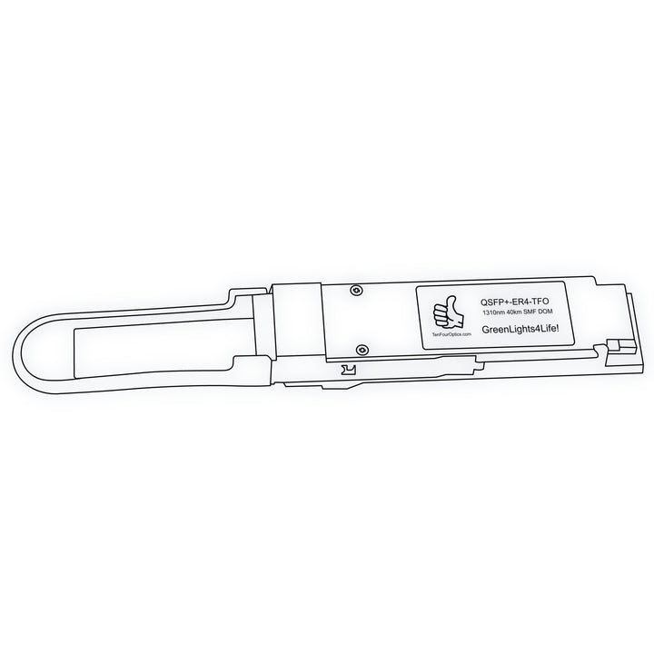 40G QSFP+ ER4 optical transceiver line drawing — TenFourOptics
