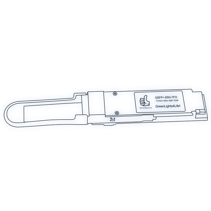 40G QSFP+ ER4 optical transceiver line drawing — TenFourOptics