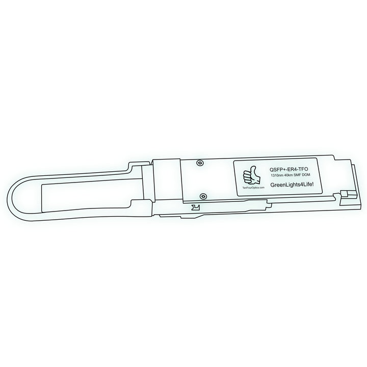40G QSFP+ ER4 optical transceiver line drawing — TenFourOptics