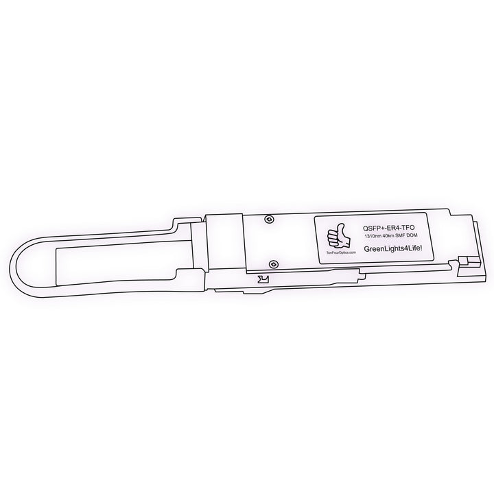 40G QSFP+ ER4 optical transceiver line drawing — TenFourOptics