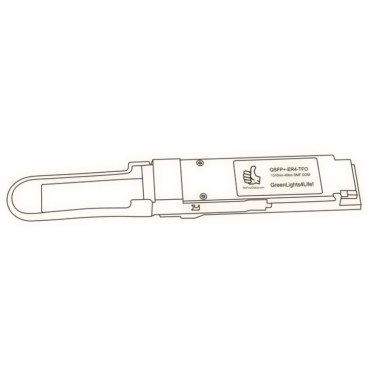 40G QSFP+ ER4 optical transceiver line drawing — TenFourOptics