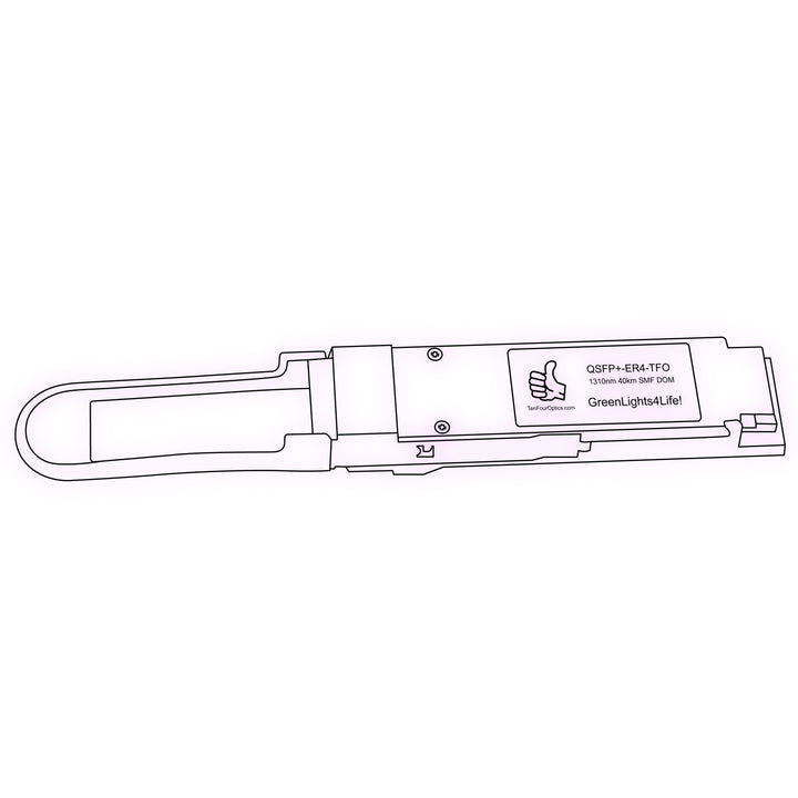 40G QSFP+ ER4 optical transceiver line drawing — TenFourOptics