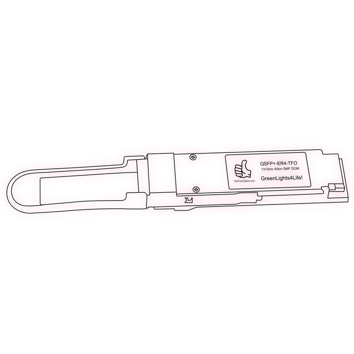 40G QSFP+ ER4 optical transceiver line drawing — TenFourOptics