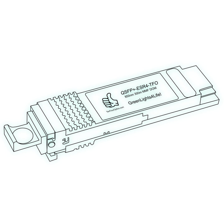 40G QSFP+ ESR4 optical transceiver line drawing — TenFourOptics