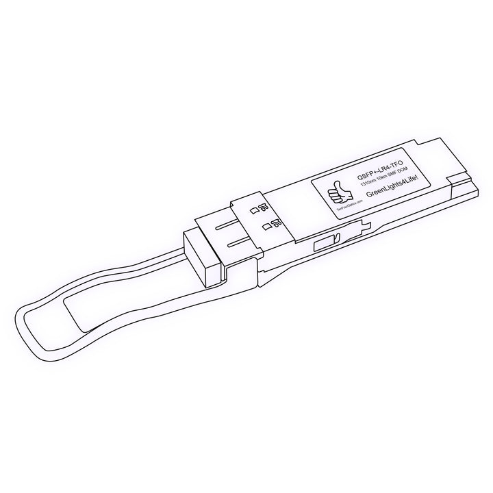 40G QSFP+ LR4 optical transceiver line drawing — TenFourOptics