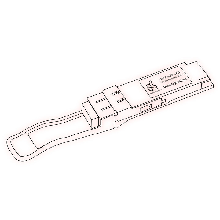 40G QSFP+ LR4 optical transceiver line drawing — TenFourOptics