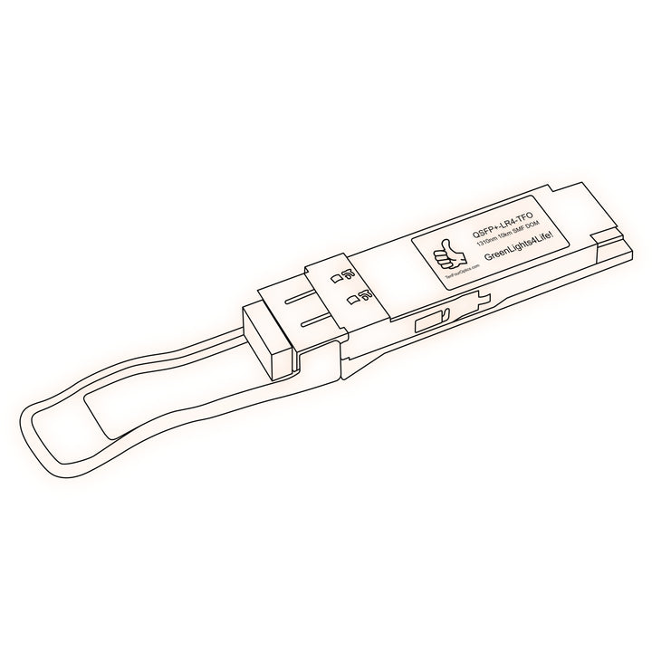 40G QSFP+ LR4 optical transceiver line drawing — TenFourOptics