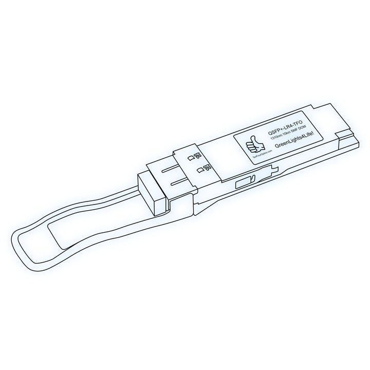 40G QSFP+ LR4 optical transceiver line drawing — TenFourOptics