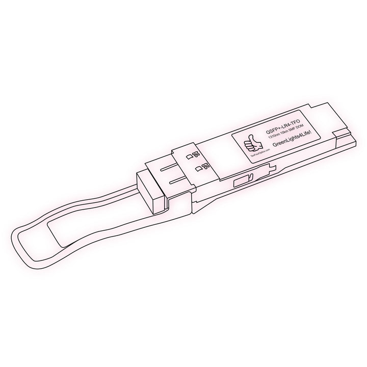 40G QSFP+ LR4 optical transceiver line drawing — TenFourOptics