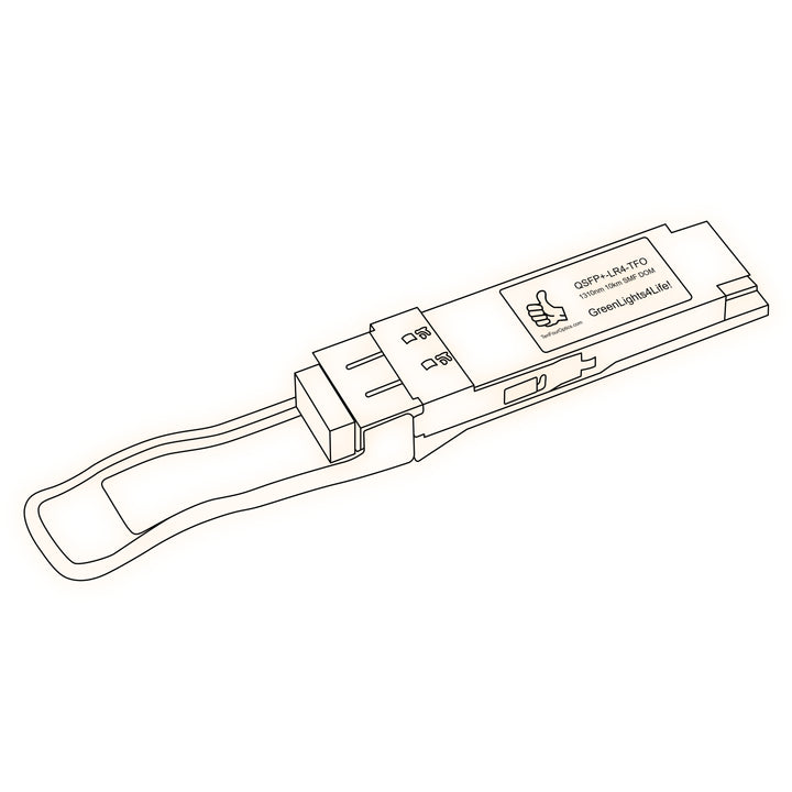 40G QSFP+ LR4 optical transceiver line drawing — TenFourOptics