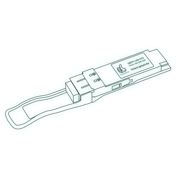 40G QSFP+ LR4 optical transceiver line drawing — TenFourOptics