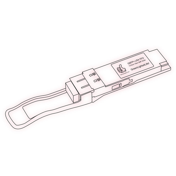 40G QSFP+ LR4 optical transceiver line drawing — TenFourOptics