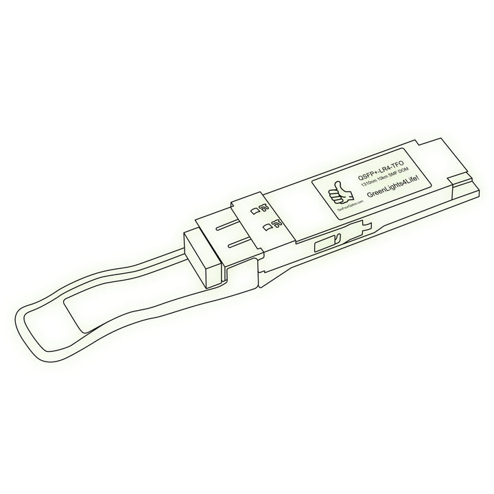 40G QSFP+ LR4 optical transceiver line drawing — TenFourOptics