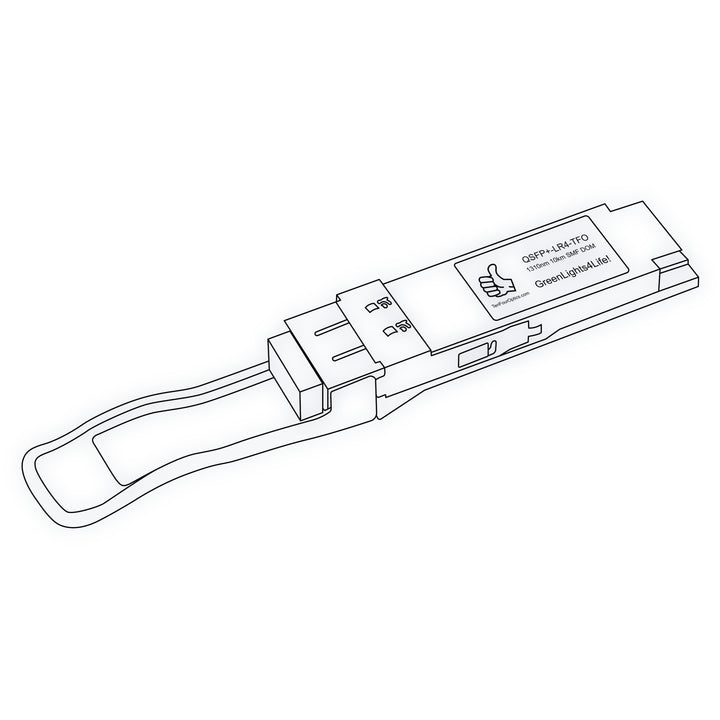40G QSFP+ LR4 optical transceiver line drawing — TenFourOptics