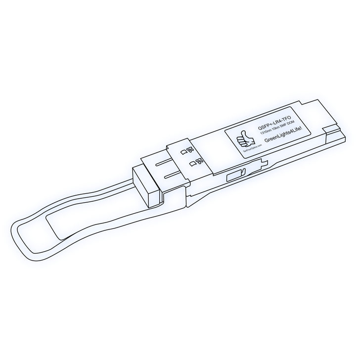 40G QSFP+ LR4 optical transceiver line drawing — TenFourOptics