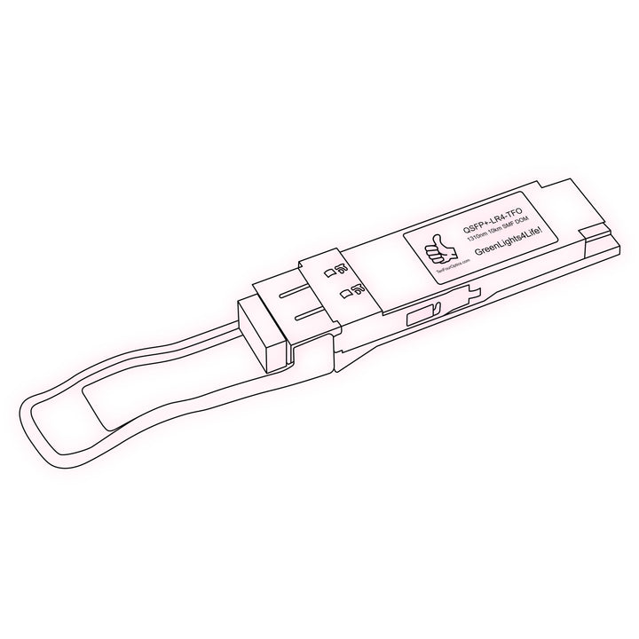 40G QSFP+ LR4 optical transceiver line drawing — TenFourOptics
