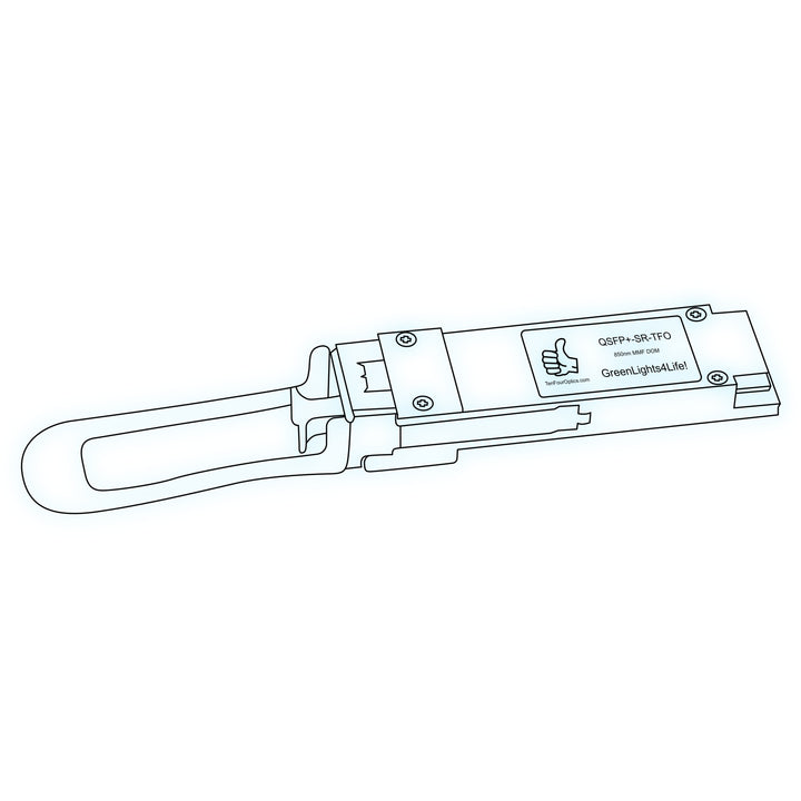 40G QSFP+ SR optical transceiver line drawing — TenFourOptics