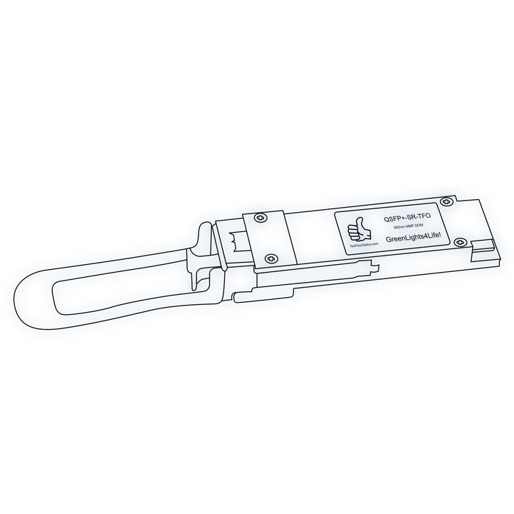 40G QSFP+ SR optical transceiver line drawing — TenFourOptics