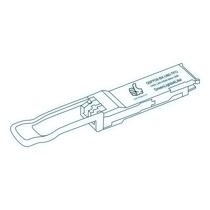 100G QSFP28 BX optical transceiver line drawing — TenFourOptics