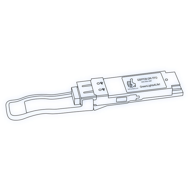 100G QSFP28 DR optical transceiver line drawing — TenFourOptics