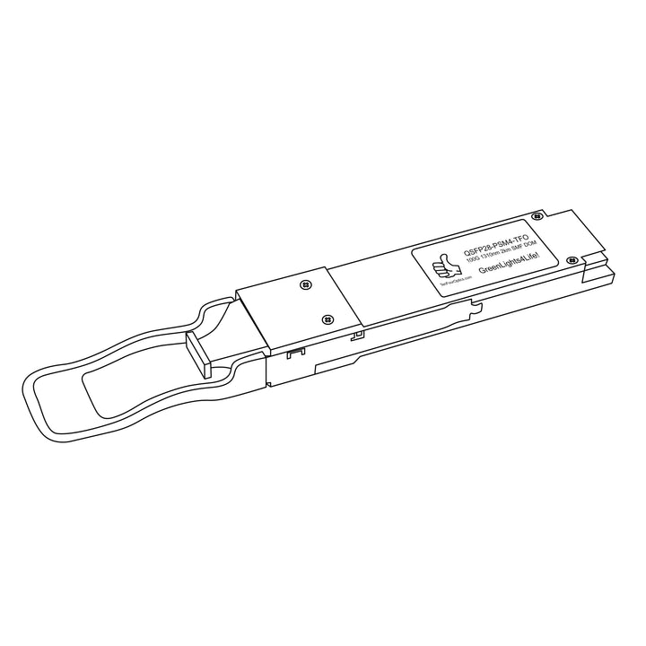 100G QSFP28 PSM4 optical transceiver line drawing — TenFourOptics