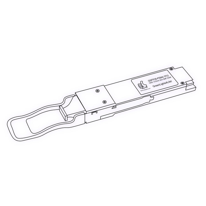100G QSFP28 PSM4 optical transceiver line drawing — TenFourOptics