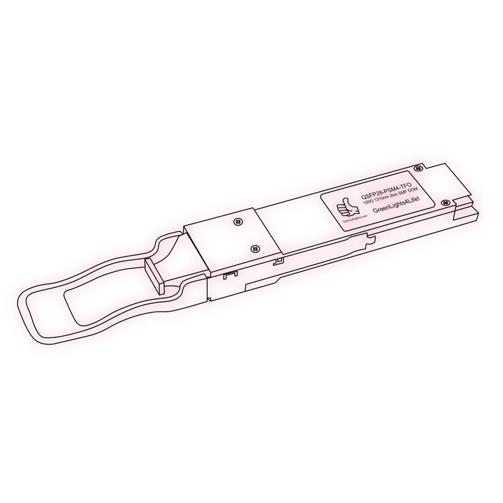 100G QSFP28 PSM4 optical transceiver line drawing — TenFourOptics