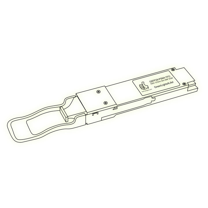 100G QSFP28 PSM4 optical transceiver line drawing — TenFourOptics