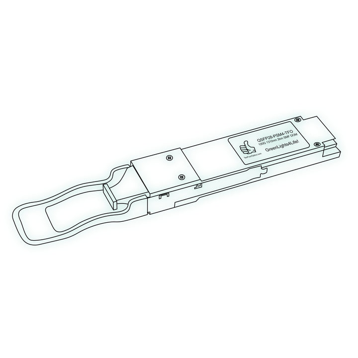 100G QSFP28 PSM4 optical transceiver line drawing — TenFourOptics