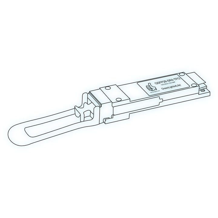 100G QSFP28 SR4 optical transceiver line drawing — TenFourOptics