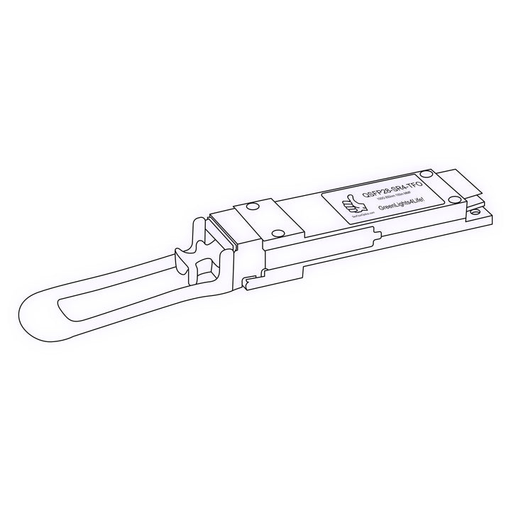 100G QSFP28 SR4 optical transceiver line drawing — TenFourOptics