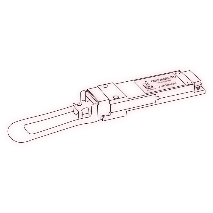 100G QSFP28 SR4 optical transceiver line drawing — TenFourOptics