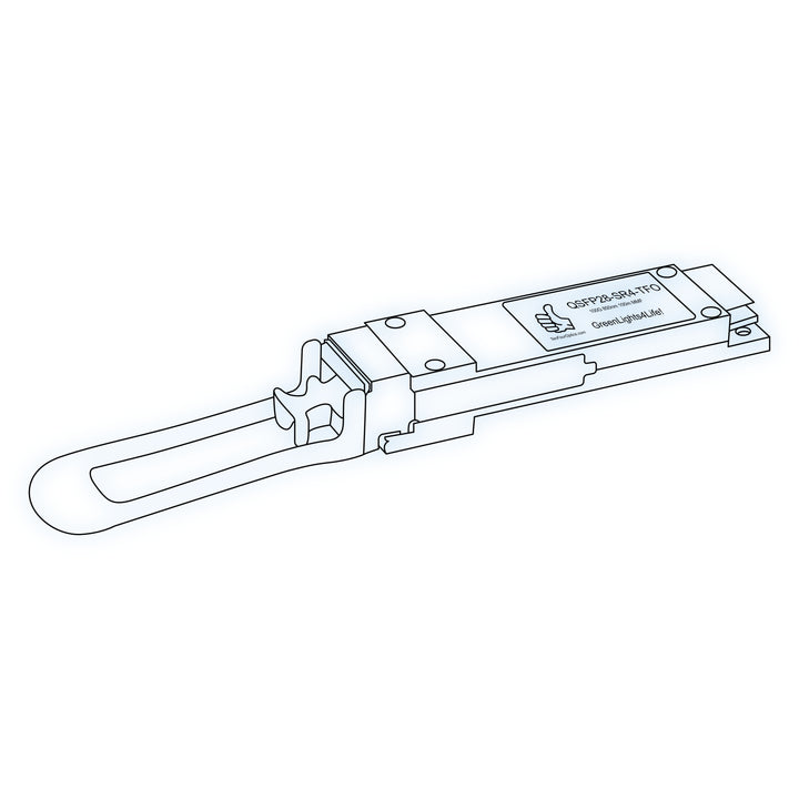 100G QSFP28 SR4 optical transceiver line drawing — TenFourOptics