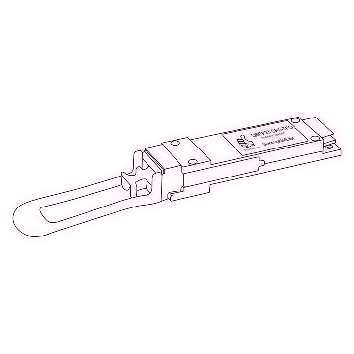100G QSFP28 SR4 optical transceiver line drawing — TenFourOptics