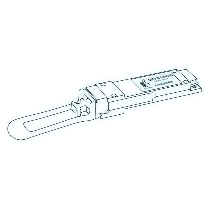 100G QSFP28 SR4 optical transceiver line drawing — TenFourOptics