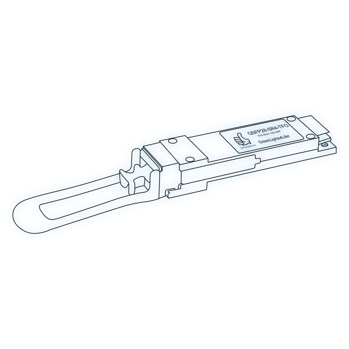 100G QSFP28 SR4 optical transceiver line drawing — TenFourOptics